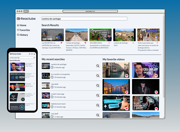 snapshots of Reactube in different devices
